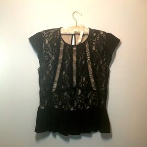 Lined black lace blouse